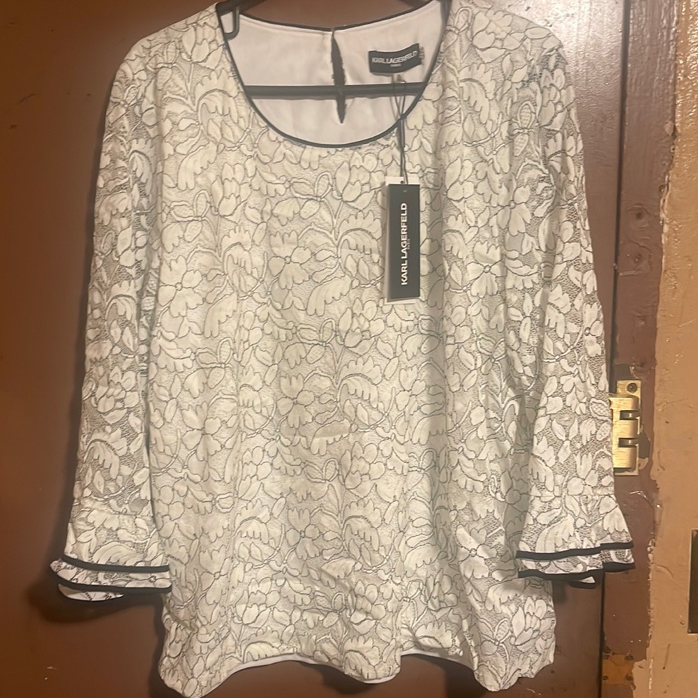 Black and white lace top